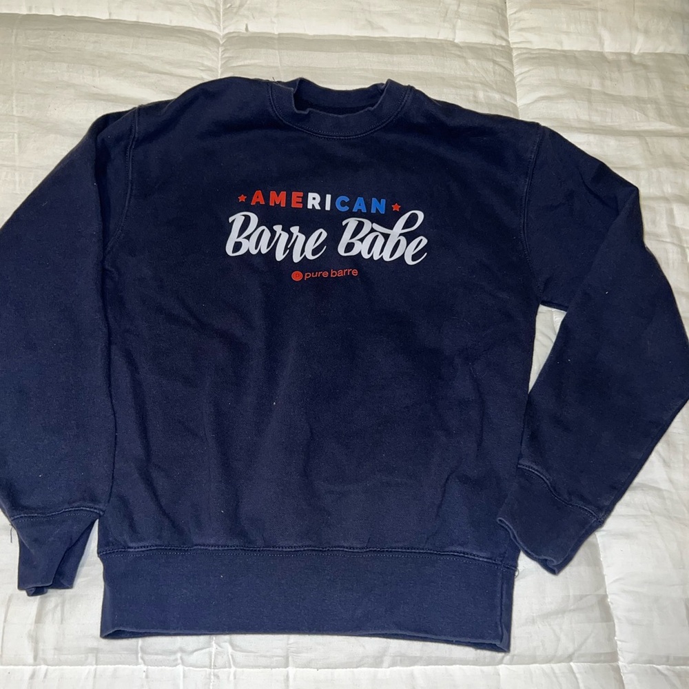 Pure Barre Sweater American Barre Babe Navy Crew Neck Sweater XS